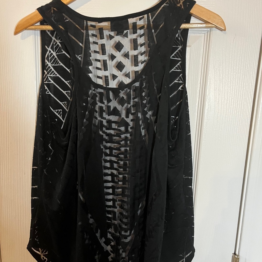 Mossimo Black tank top with see through detail, XXL, no wear, stains, tears